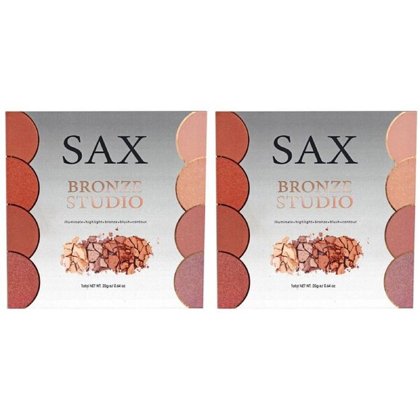 2PK Sax Bronze Studio Bronze Blush Contour 8-Shades Palette Face Makeup Set 20g