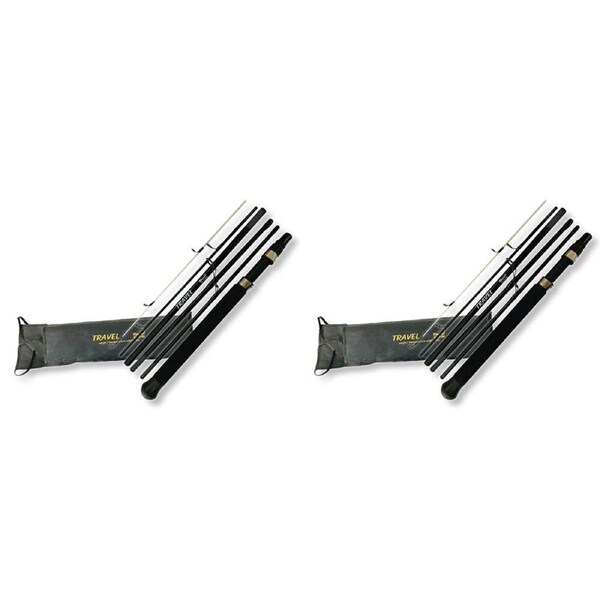 2x 6pc AFN Eurocor Compact Telescopic Fishing Spinning Travel Rod 7 feet Black