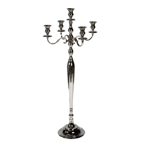 SSH COLLECTION Elizabeth 60cm Tall 5 Candle Candelabra - Brass with Nickel Finish