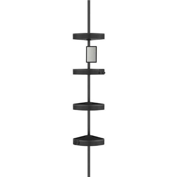 BETTER LIVING HiRise 4 Tension Shower Caddy with Mirror - Black