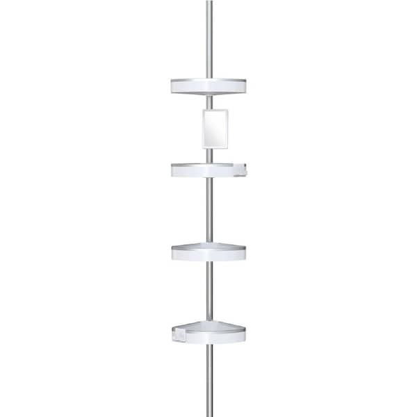 BETTER LIVING HiRise 4 Tension Shower Caddy with Mirror - White/Aluminium