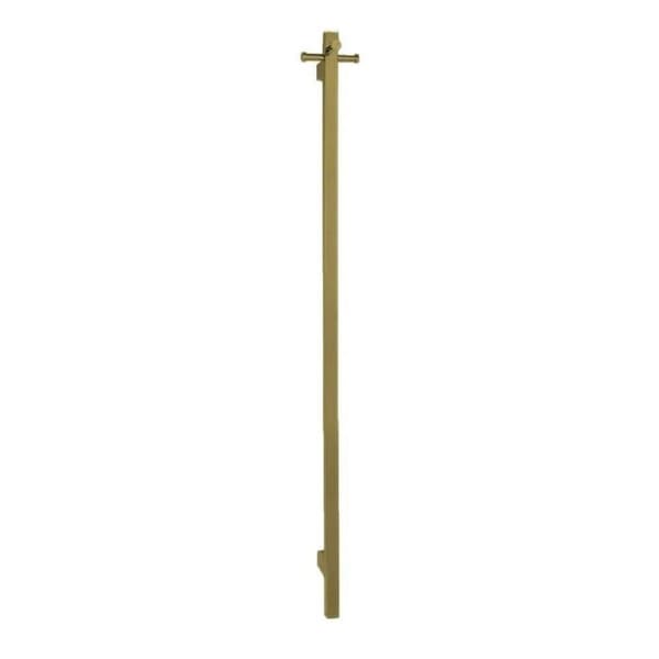 AGUZZO Ezy Fit Vertical Bottom Wired Heated Single Towel Rail - Brushed Brass