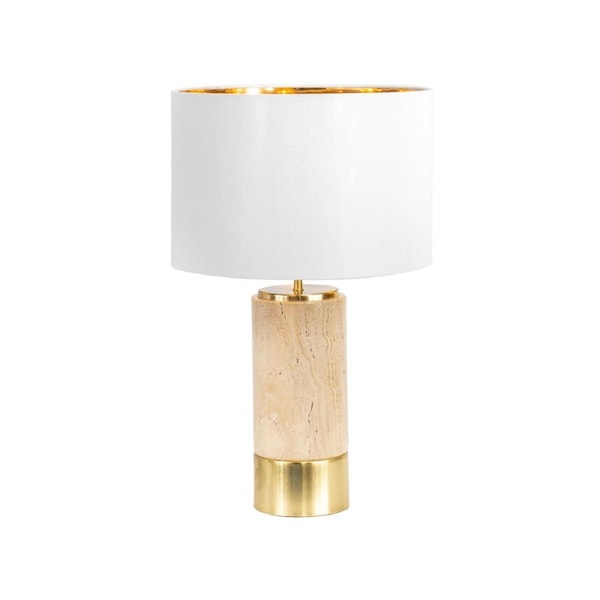 CAFE LIGHTING Paola Travertine Table Lamp - White