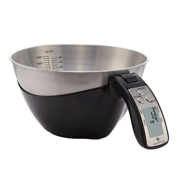 BAKEWIZ Digital Kitchen Food Scale with LED Display and Stainless Steel Bowl