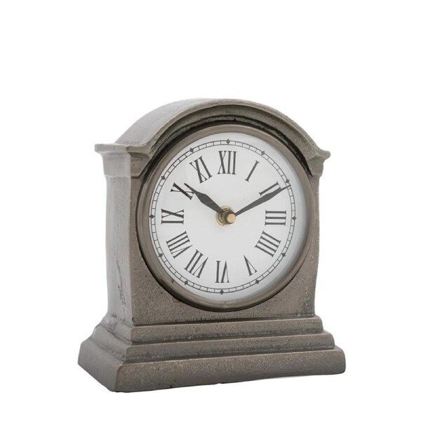 SSH COLLECTION Hutt Small Table Clock with Round White Face - Black Nickel
