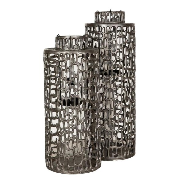 SSH COLLECTION Jali 68. 5cm Tall Lantern/Vase - Antique Grey