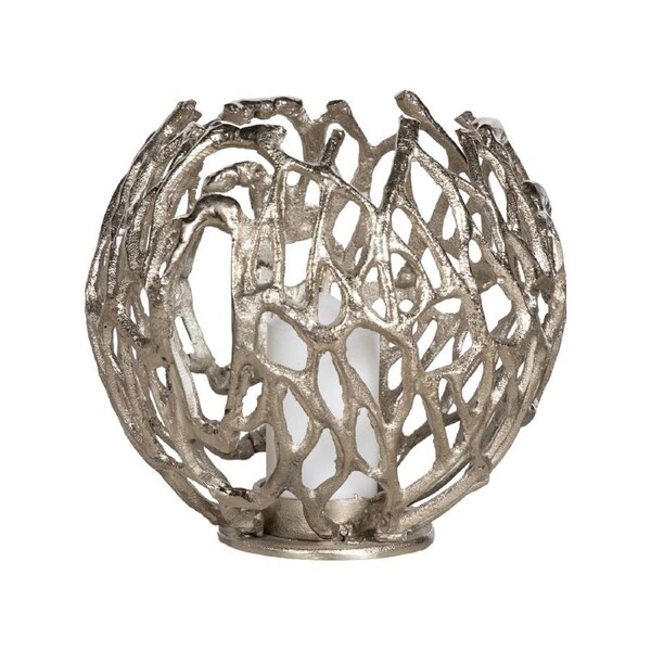 SSH COLLECTION Jali 21cm Wide Tea Light Candle Holder - Antique Nickel