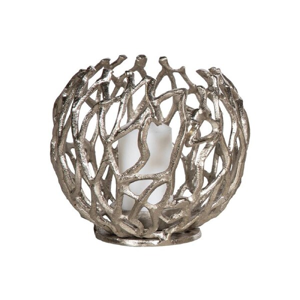 SSH COLLECTION Jali 19cm Wide Tea Light Candle Holder - Antique Nickle