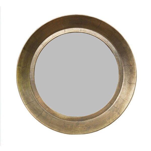 SSH COLLECTION Zandra 90cm Wide Round Wall Mirror - Antique Brass