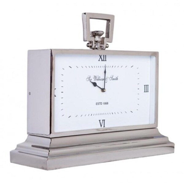 SSH COLLECTION William & Smith Medium Table Clock with Square White Face - Nickel