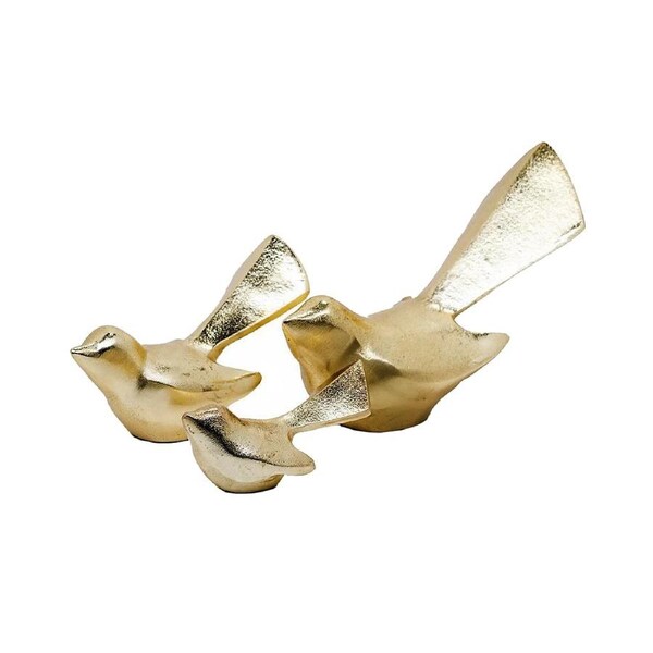 Set of 3 SSH COLLECTION Tweet 5. 5, 11 and 15cm Tall Decorative Birds - Gold