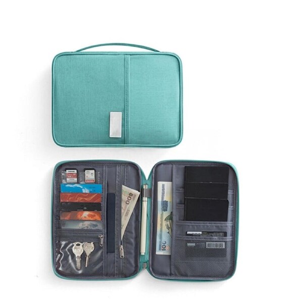 Passport Holder Waterproof Travel Document Wallet RFID Bag Family Case Organizer - Tiffiny Blue Large