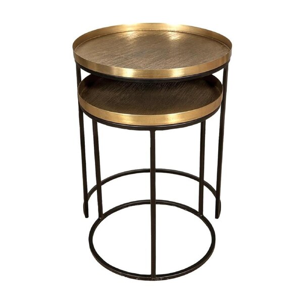 Set of 2 SSH COLLECTION Horizons 41 and 49cm Wide Nesting Round Occasional Tables - Brass