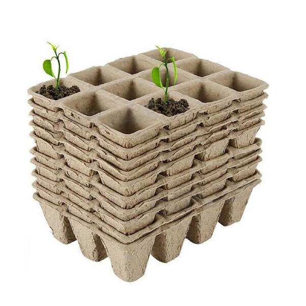 Holes Biodegradable Paper Seedling Pots Seed Tray Garden Nursery 50pcs