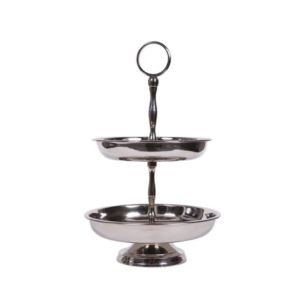 SSH COLLECTION Kate 27cm Tall 2 Tier Cake Stand - Polished Steel