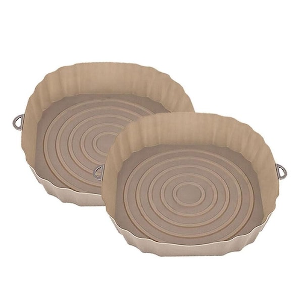 Air Fryer Silicone Pot Air Fryer Basket Liner Non-Stick Reusable Baking Tray - 2x 2 x Brown