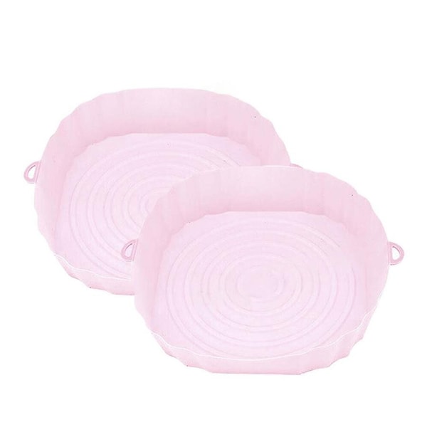 Air Fryer Silicone Pot Air Fryer Basket Liner Non-Stick Reusable Baking Tray - 2x 2 x Pink