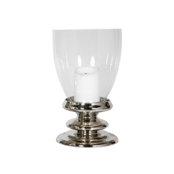 SSH COLLECTION Jackie 43cm Tall Hurricane Lamp - Polished Nickel Stand