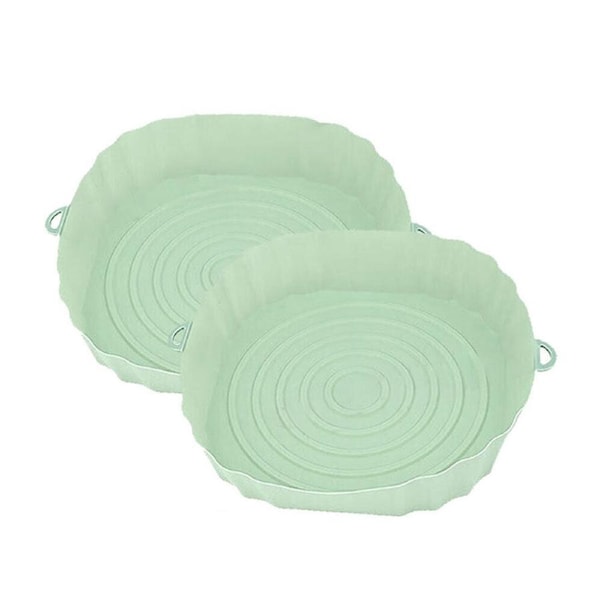 Air Fryer Silicone Pot Air Fryer Basket Liner Non-Stick Reusable Baking Tray - 2x 2 x Green