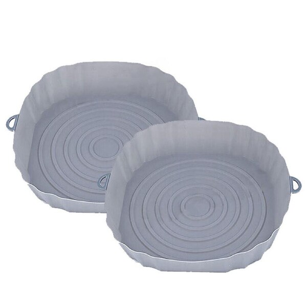 Air Fryer Silicone Pot Air Fryer Basket Liner Non-Stick Reusable Baking Tray - 2x 2 x Grey