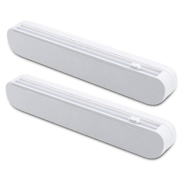 Food Wrap Dispenser Plastic Cutter Foil Cling Film Storage Holder Box Kitchen 2x