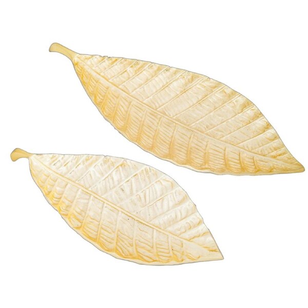 Set of 2 SSH COLLECTION Troppo 38 and 50cm Long Decorative Leaves - Brass