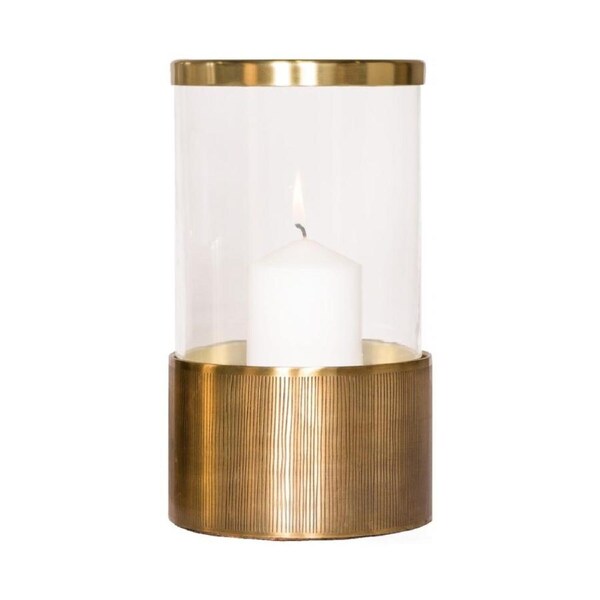 SSH COLLECTION Ziggy 39cm Tall Hurricane Lamp - Brass