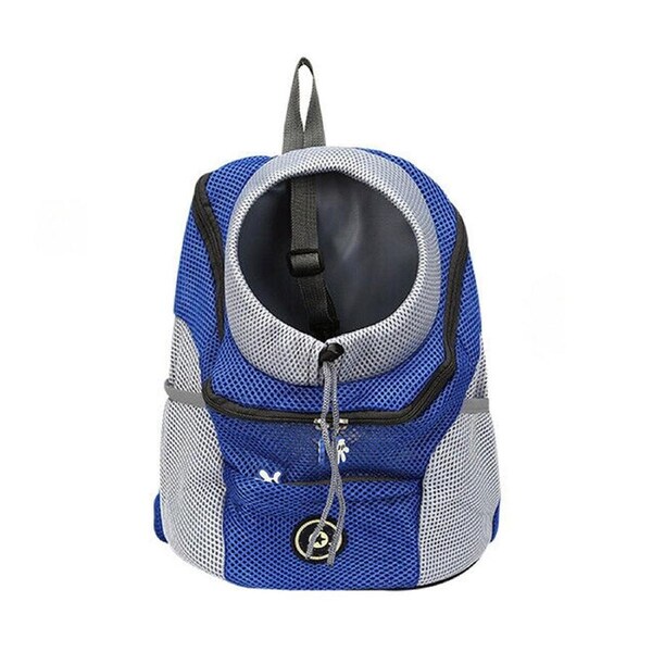 Puppy Travel Mesh Pet Dog Carrier Backpack Travel Portable Shoulder Bag - Blue M