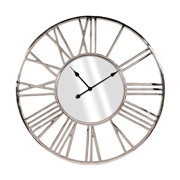 SSH COLLECTION Kolos 89cm Wide Round Mirror Wall Clock - Nickel