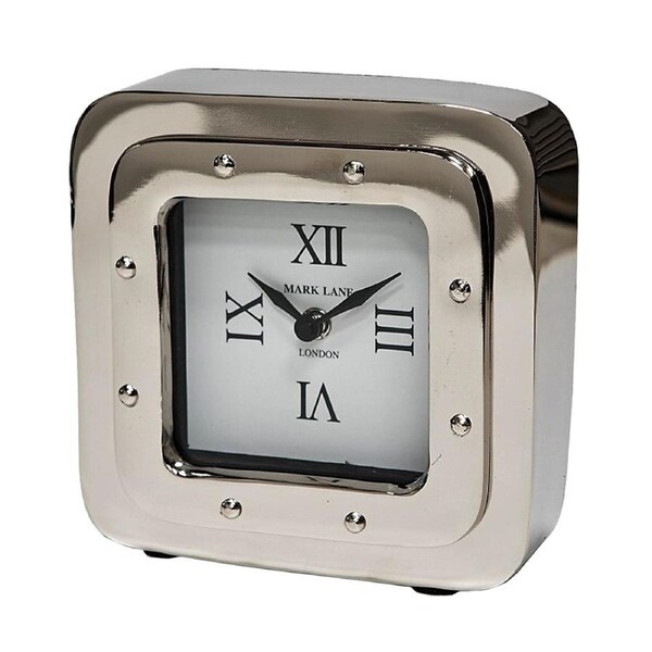 SSH COLLECTION Retro Large Desk Clock - Nickel