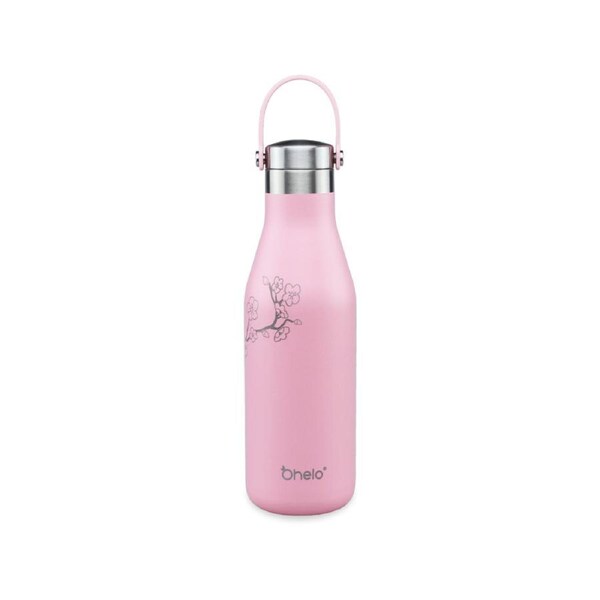 OHELO 500ml Drink Bottle with Etched Blossoms - Pink