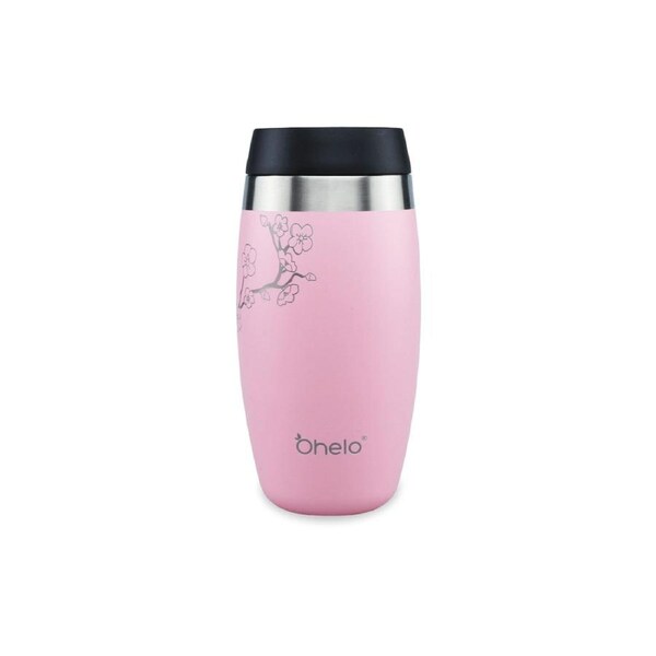OHELO 400ml Tumbler with Etched Blossoms - Pink