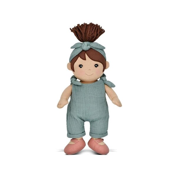 Apple Park Cotton Paloma In Teal Organic Doll Kids Dolls Toys 27.5x17.5cm 0m+