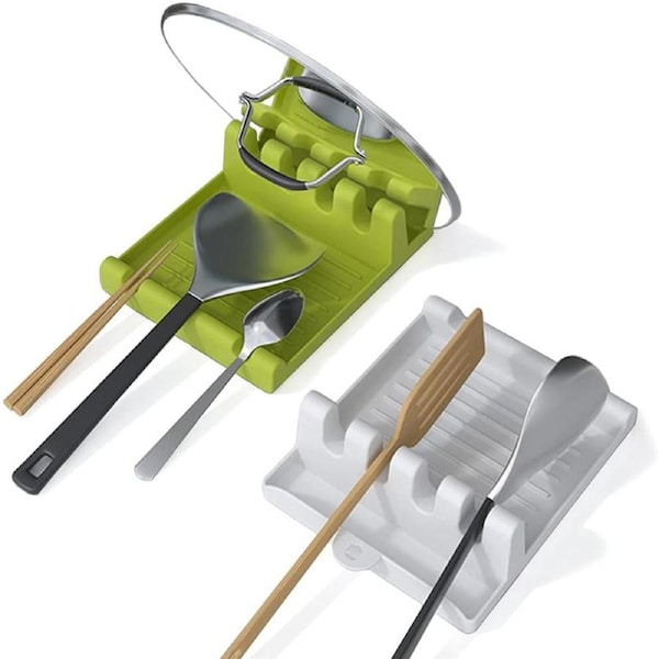 2 Pack Utensil Rest for Stove Top, with Drip Pad & Pot Lid Holder Stand for Kitchen, Multifunction Kitchen Spatula Rack with Lid Holder