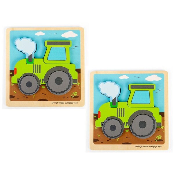 2PK Bigjigs Toys Wood Chunky Lift Out Tractor Kids Puzzles Toys 30x22.5cm 10m+