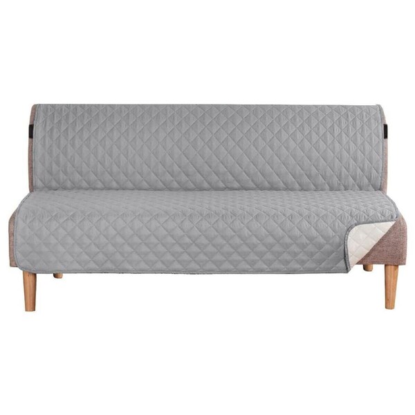 Futon Sofa Armless Slipcovers Reversible Quilted Water Resistant Protector Light Grey / FUTON