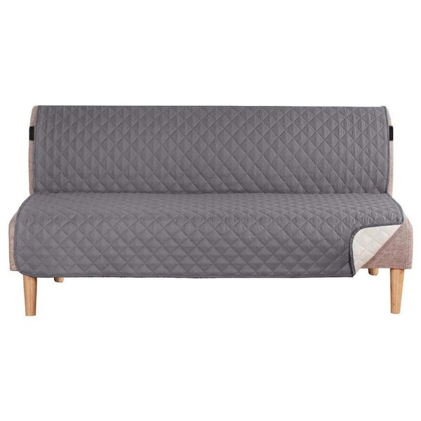 Futon Sofa Armless Slipcovers Reversible Quilted Water Resistant Protector Gray / FUTON