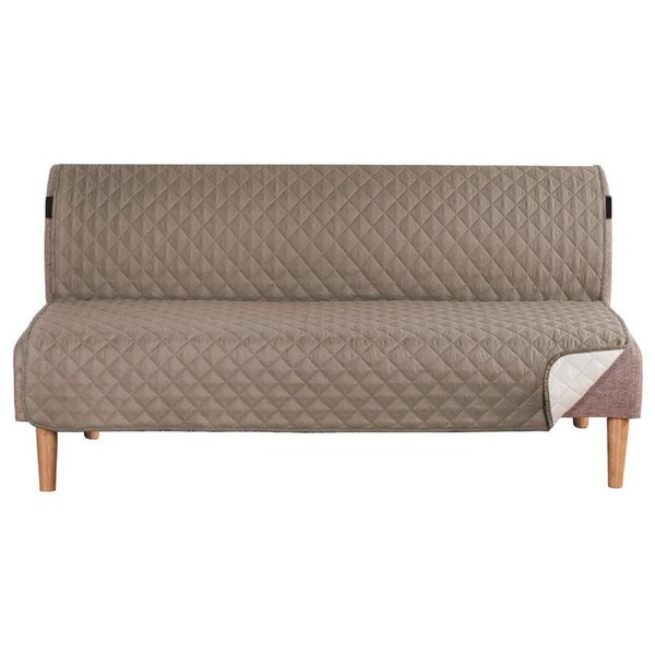 Futon Sofa Armless Slipcovers Reversible Quilted Water Resistant Protector Taupe / FUTON