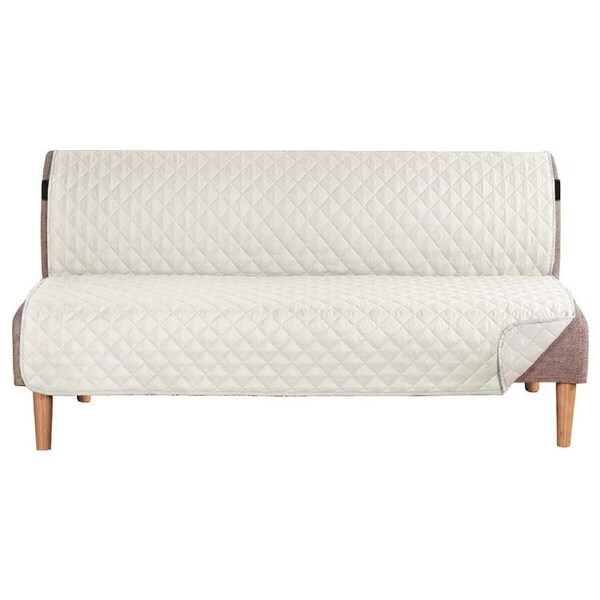 Futon Sofa Armless Slipcovers Reversible Quilted Water Resistant Protector Ivory / FUTON