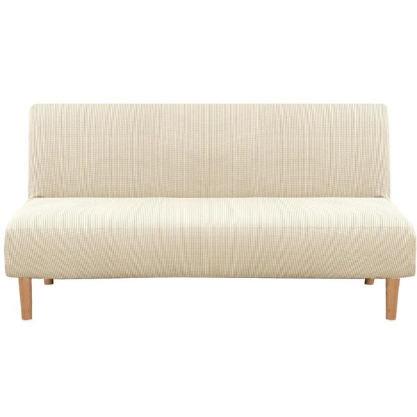 Futon Slipcover Armless Stretch Sofa Bed Protector Textured Small Check Jacquard Natural / FUTON