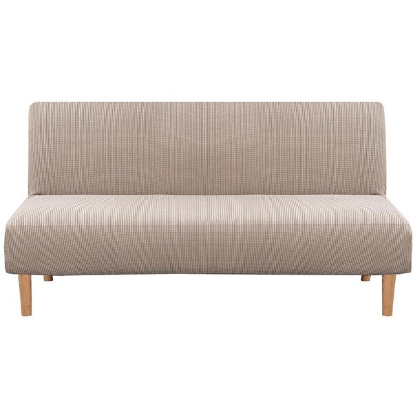 Futon Slipcover Armless Stretch Sofa Bed Protector Textured Small Check Jacquard Sand / FUTON