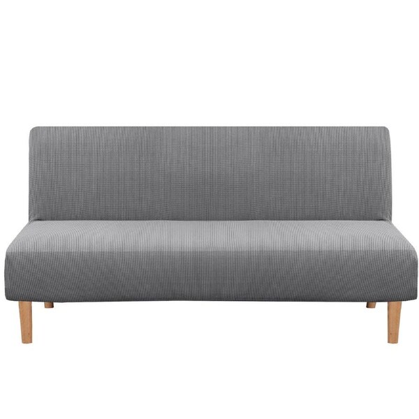 Futon Slipcover Armless Stretch Sofa Bed Protector Textured Small Check Jacquard Dove / FUTON