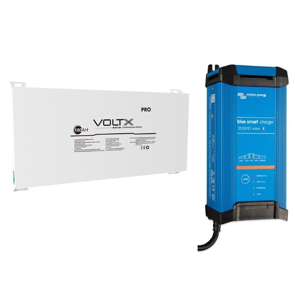 VoltX Blade 12V 100Ah Lithium Battery + 30A AC Charger