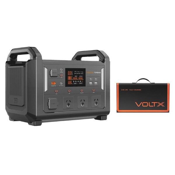 VoltX 1200W Power Station, 100W Solar Panel, DC5521 Cable