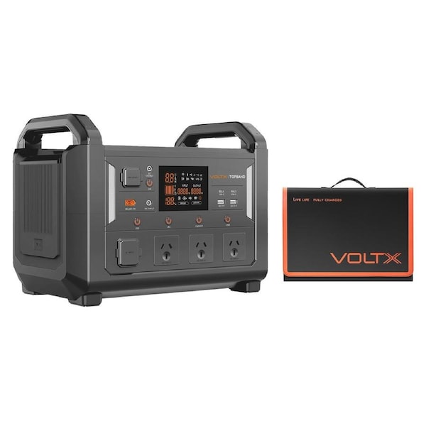 VoltX 1200W Power Station, 200W Solar Panel, DC5521 Cable