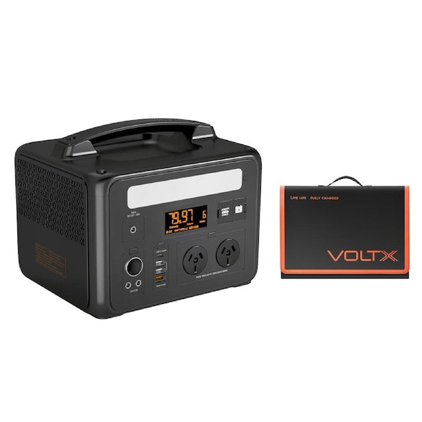 VoltX 600W Power Station, 200W Solar Panel, DC5521 Cable