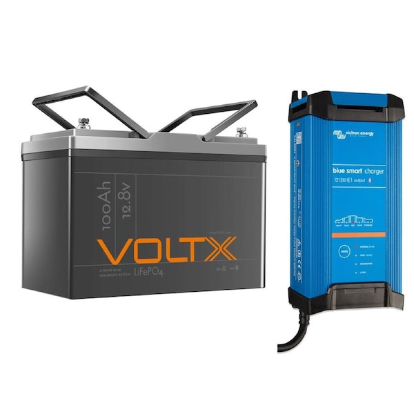 VoltX 12V 100Ah Lithium Battery + 30A AC Charger
