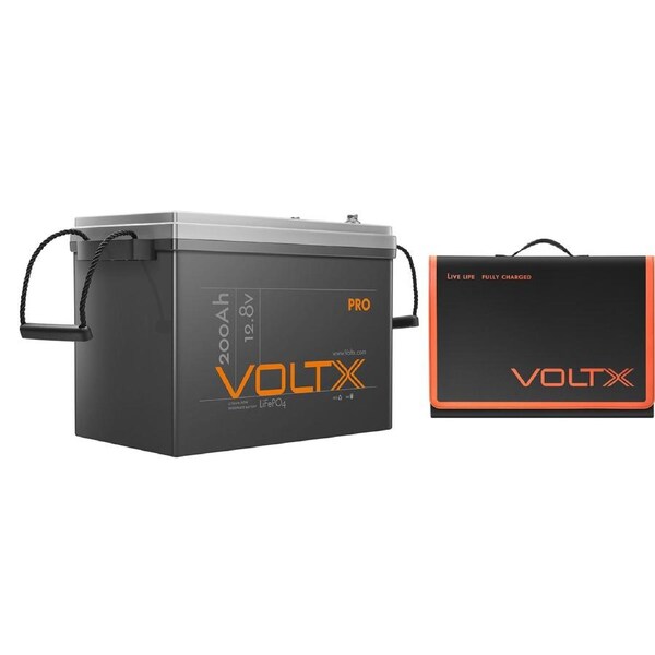 VoltX 200Ah 12V Lithium Battery + 200W Folding Solar Panel