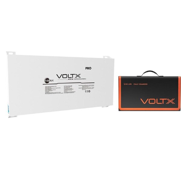 VoltX Blade 12V 100Ah Lithium Battery + 100W Solar Panel Mat