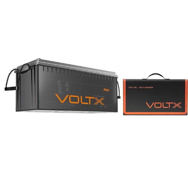 VoltX 12V 300Ah Lithium Battery + 100W Solar Panel
